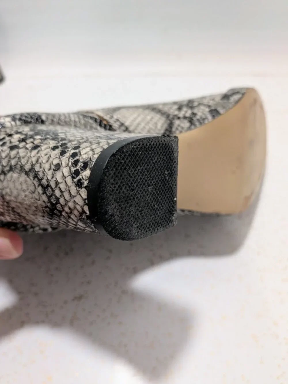 French Connection Penny Grey Snakeskin Chelsea Ankle Boots Block Heel Size 9